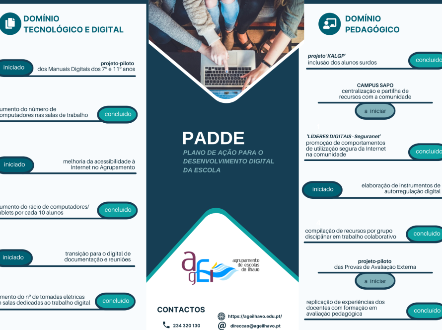 Folheto PADDE – Plano de Ação para o Desenvolvimento Digital das Escolas do Agrupamento de Escolas de Ílhavo 2021/23
